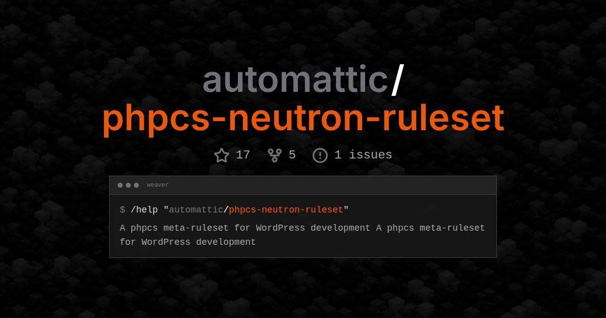 automattic/phpcs-neutron-ruleset