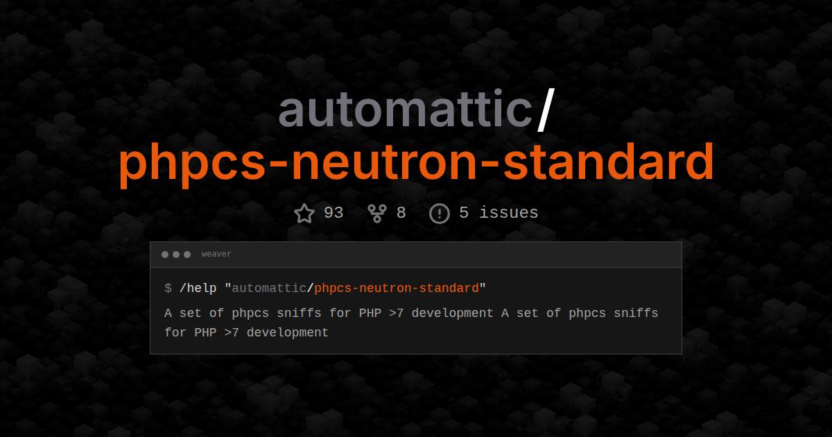 automattic/phpcs-neutron-standard