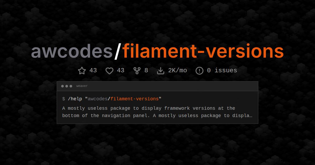 awcodes/filament-versions