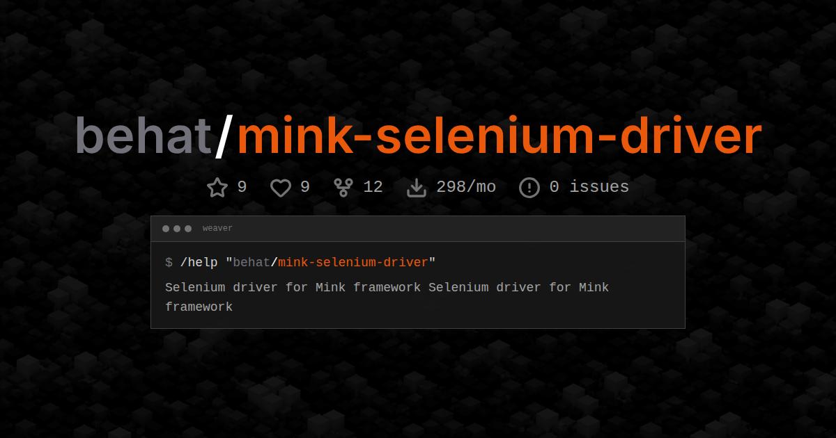 behat/mink-selenium-driver