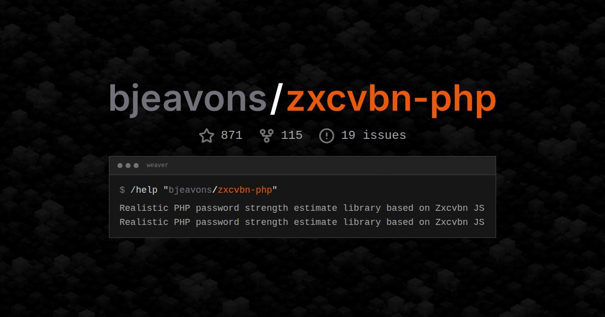 bjeavons/zxcvbn-php
