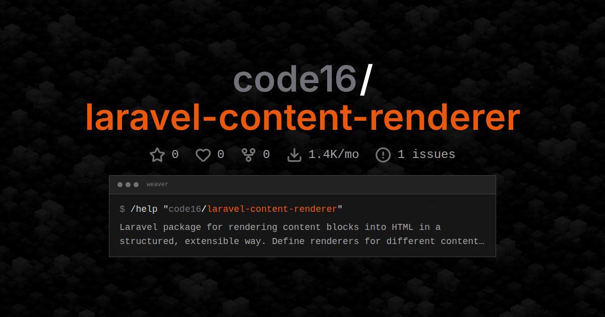 code16/laravel-content-renderer