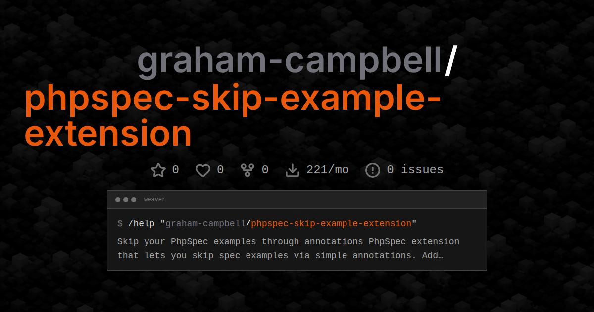 graham-campbell/phpspec-skip-example-extension