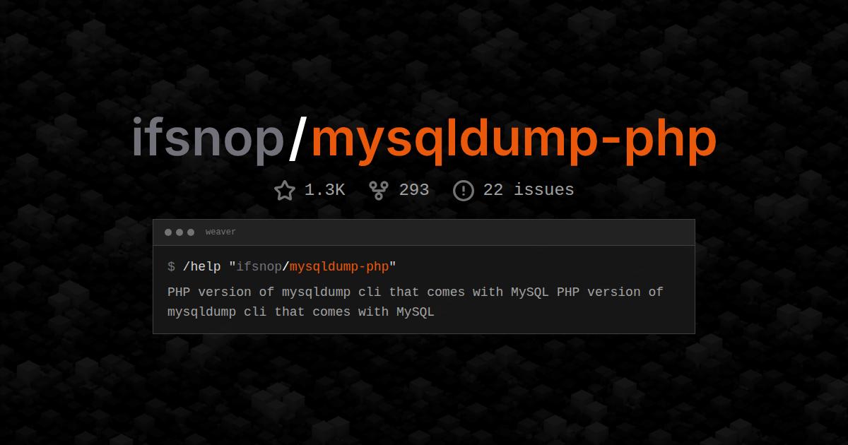 ifsnop/mysqldump-php