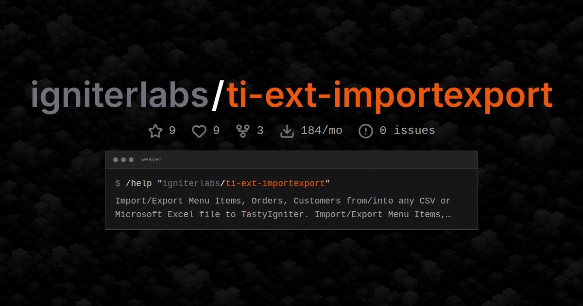 igniterlabs/ti-ext-importexport