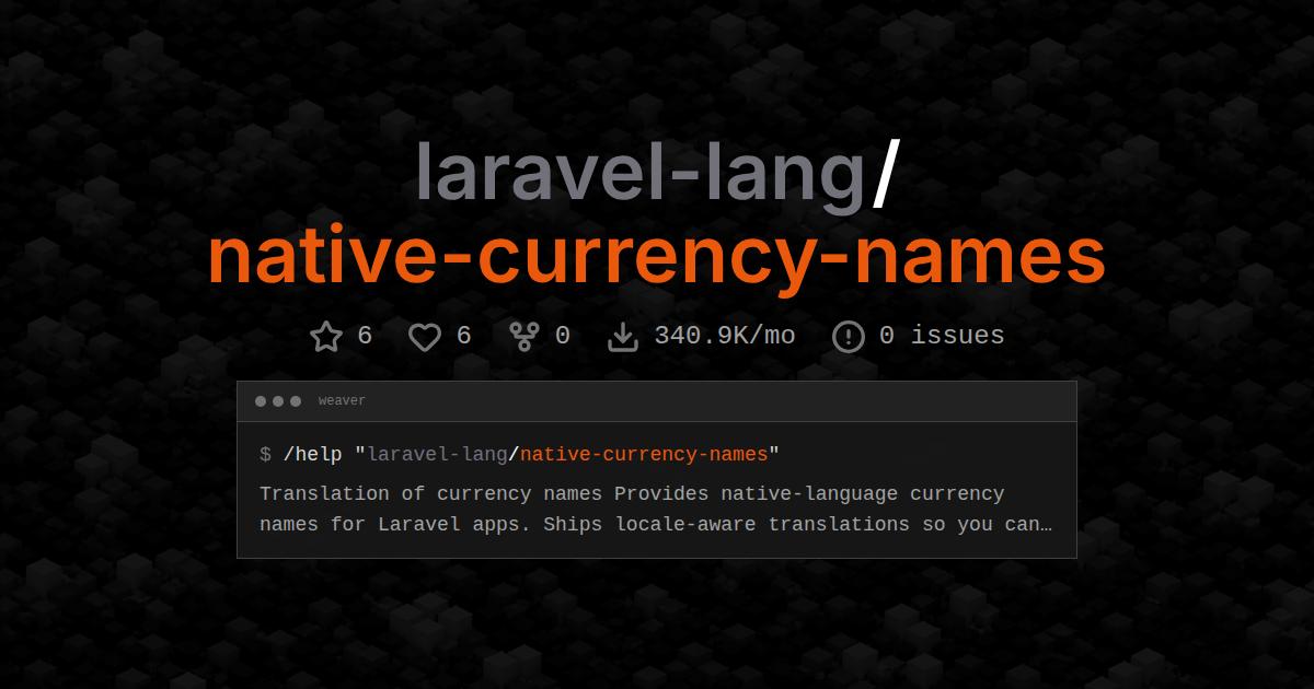 laravel-lang/native-currency-names