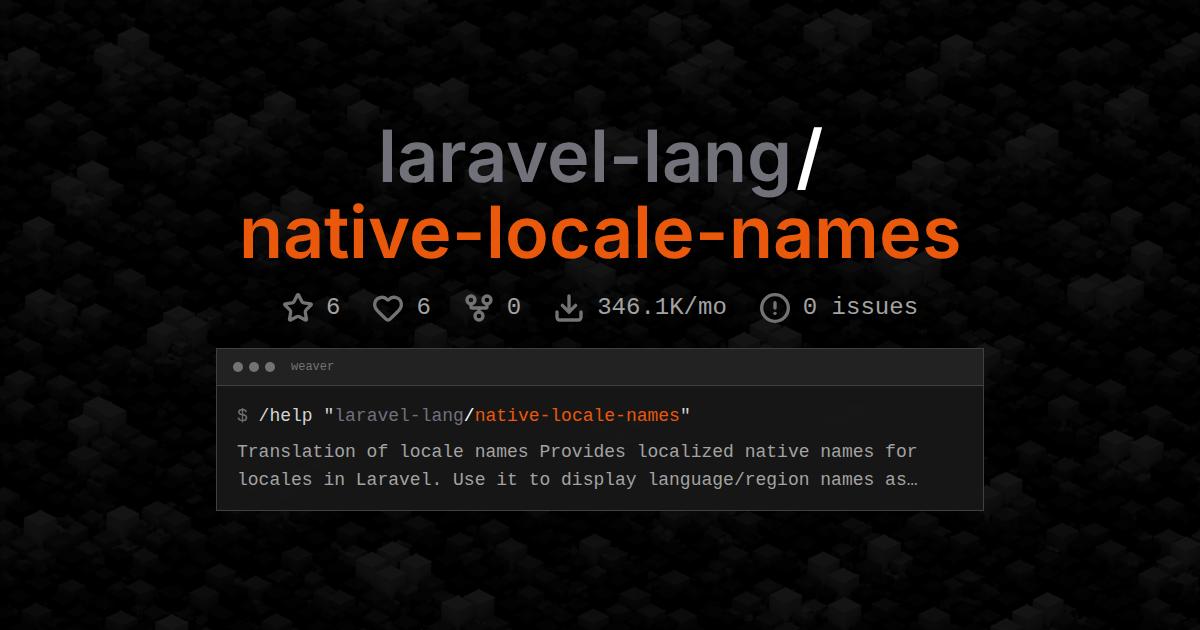laravel-lang/native-locale-names