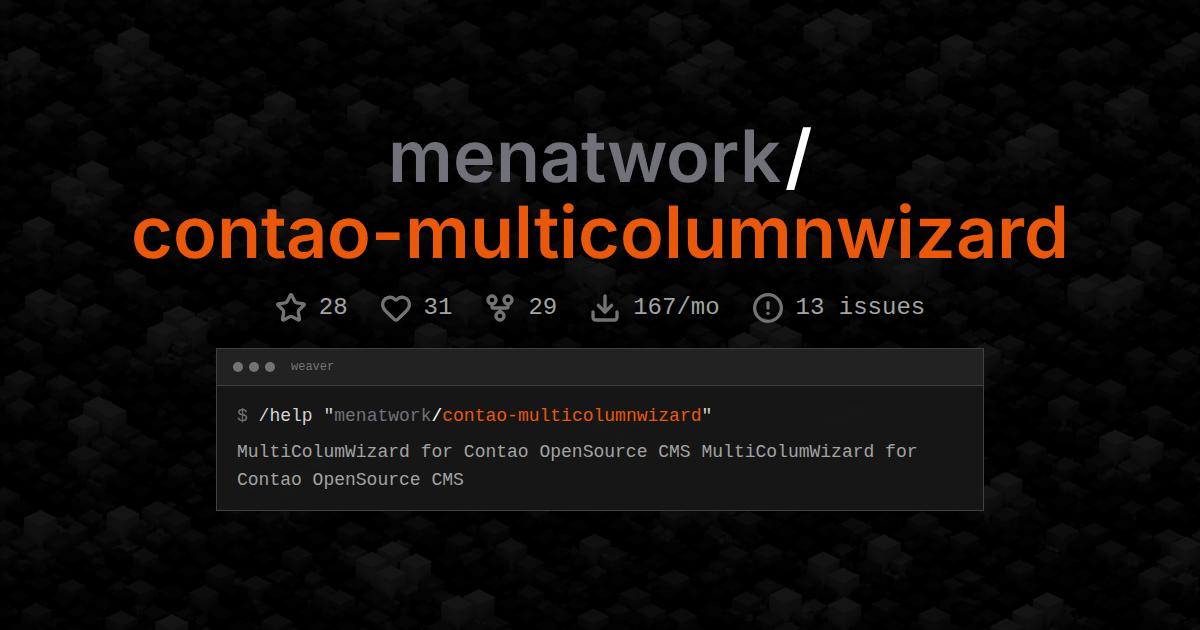 menatwork/contao-multicolumnwizard