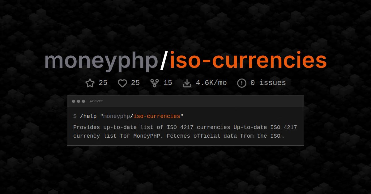 moneyphp/iso-currencies