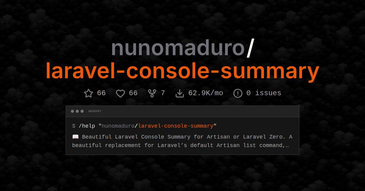 nunomaduro/laravel-console-summary