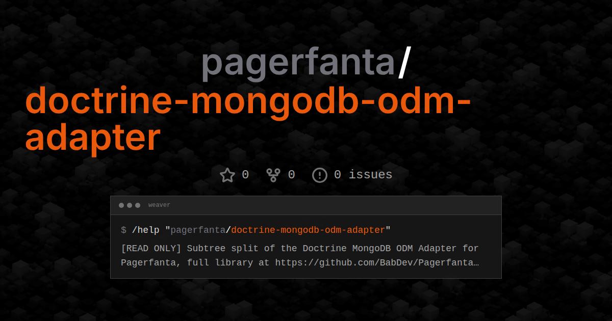 pagerfanta/doctrine-mongodb-odm-adapter