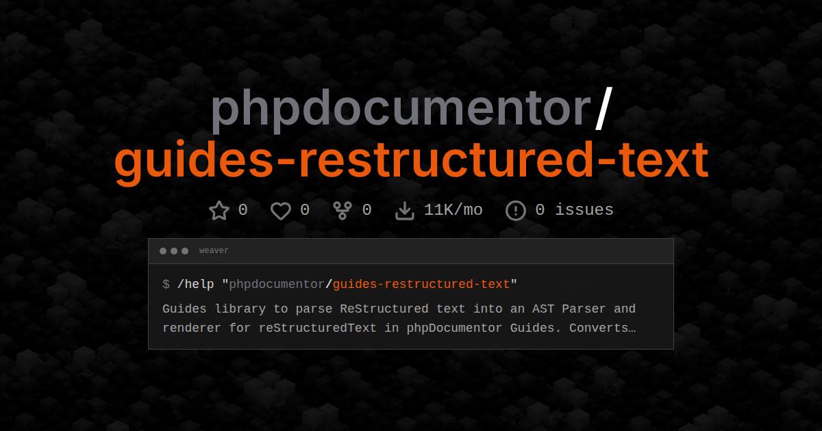 phpdocumentor/guides-restructured-text