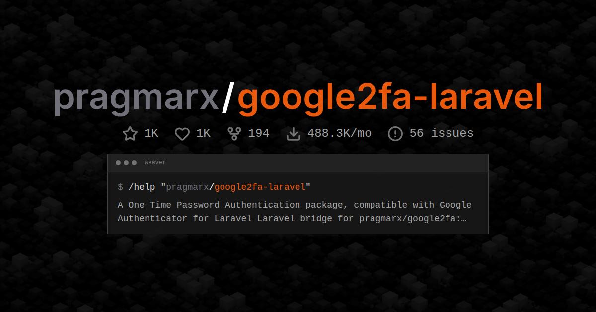 pragmarx/google2fa-laravel