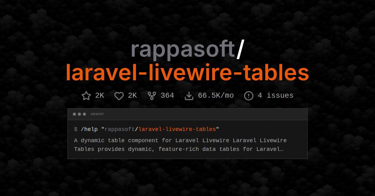 rappasoft/laravel-livewire-tables