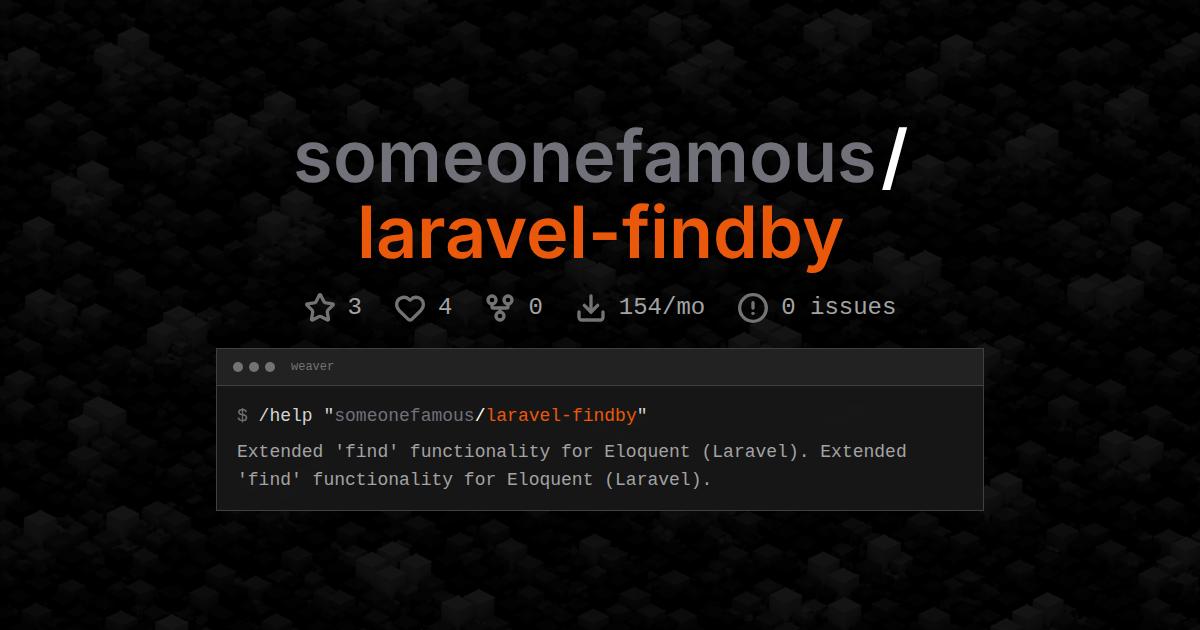someonefamous/laravel-findby