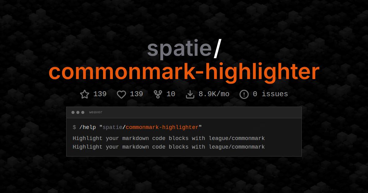 spatie/commonmark-highlighter