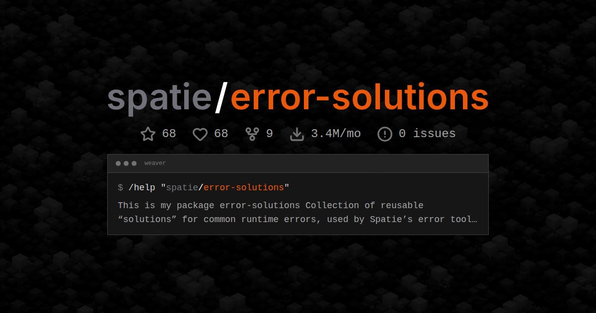 spatie/error-solutions