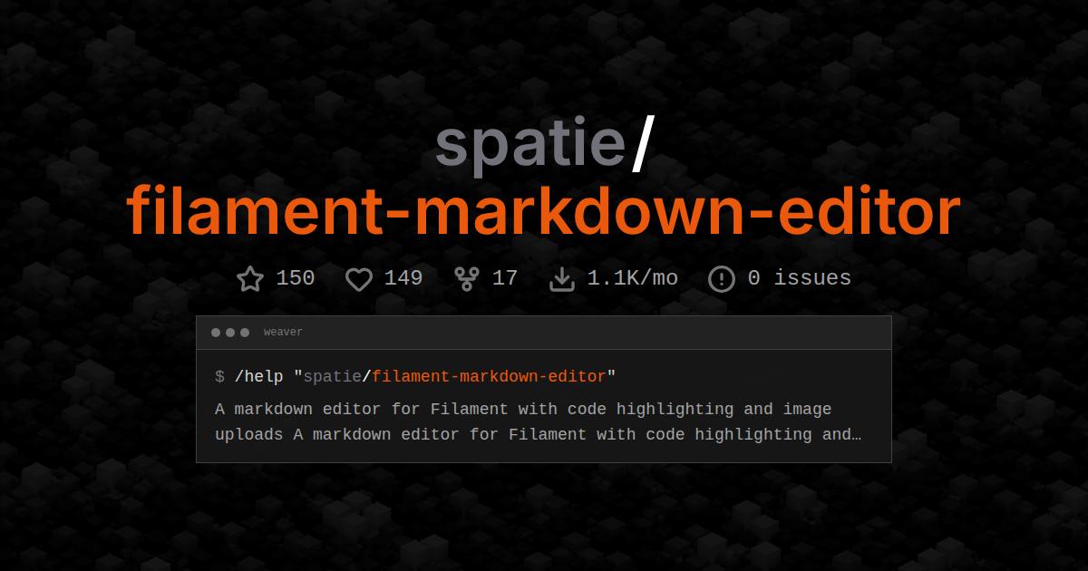 spatie/filament-markdown-editor