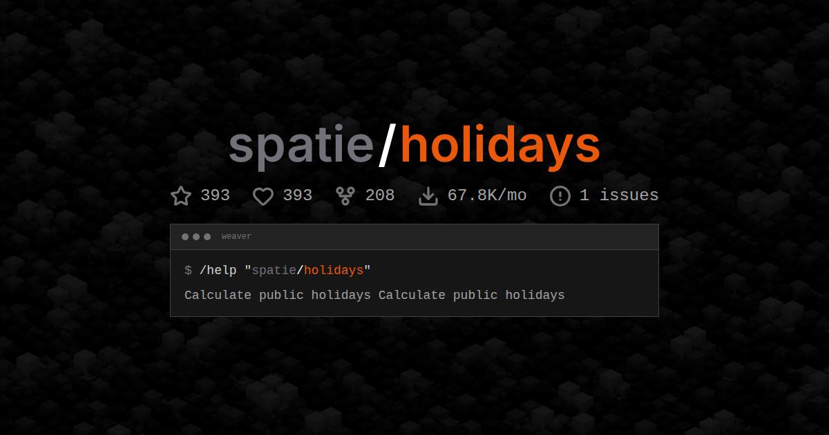 spatie/holidays