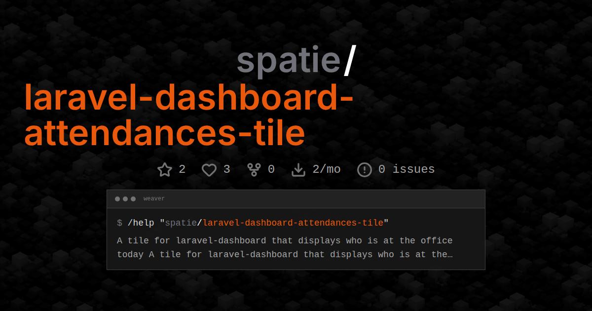 spatie/laravel-dashboard-attendances-tile