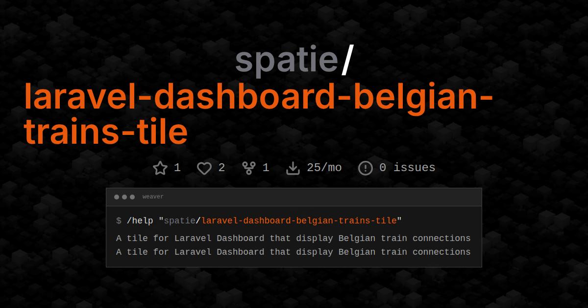 spatie/laravel-dashboard-belgian-trains-tile