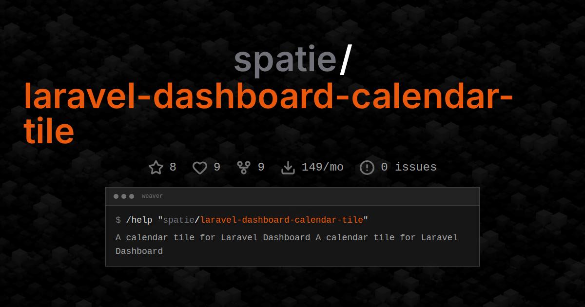 spatie/laravel-dashboard-calendar-tile