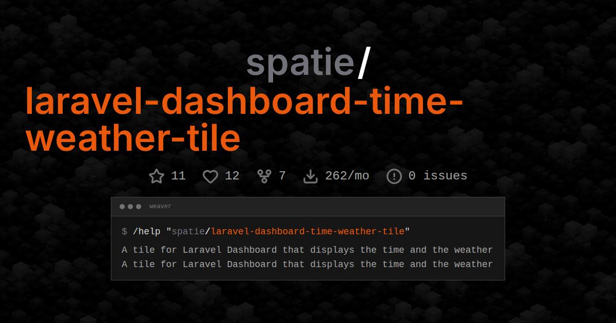 spatie/laravel-dashboard-time-weather-tile