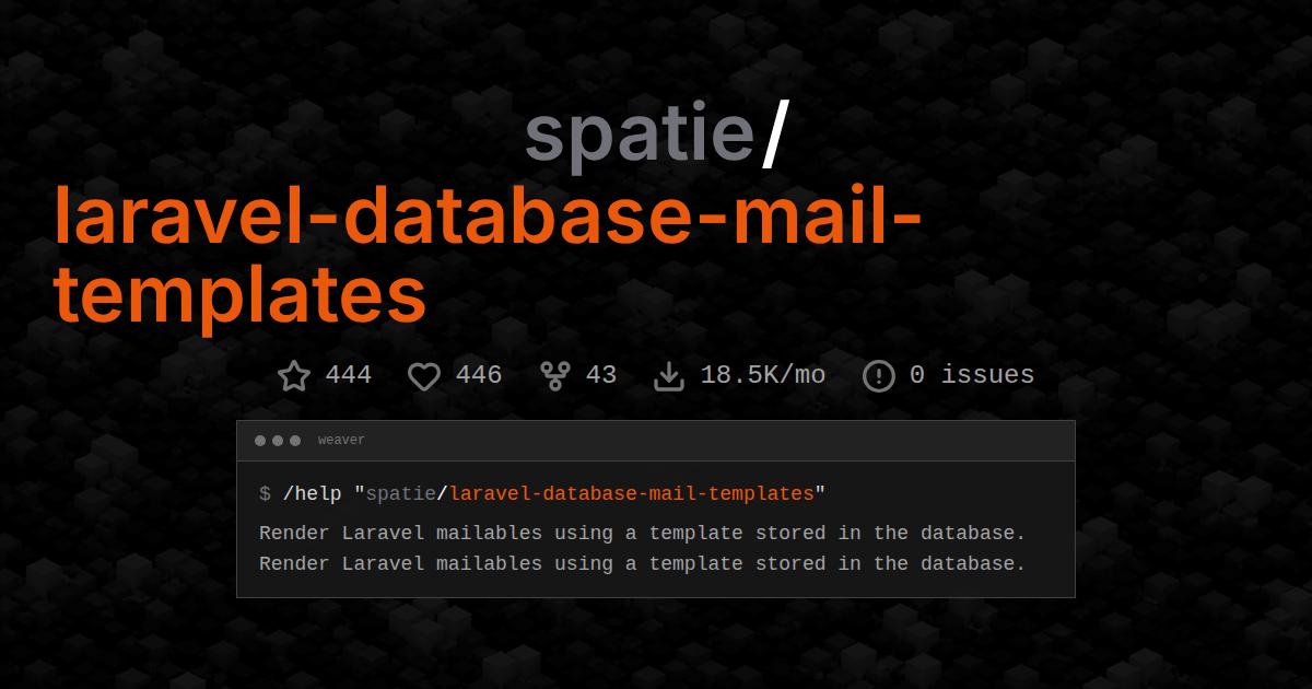 spatie/laravel-database-mail-templates