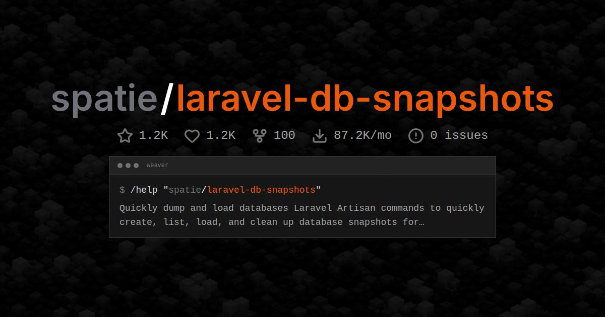 spatie/laravel-db-snapshots