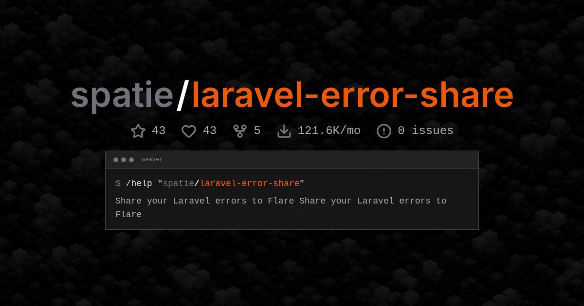 spatie/laravel-error-share