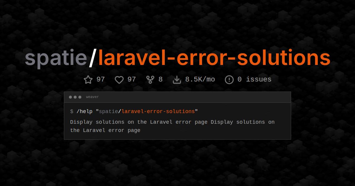 spatie/laravel-error-solutions