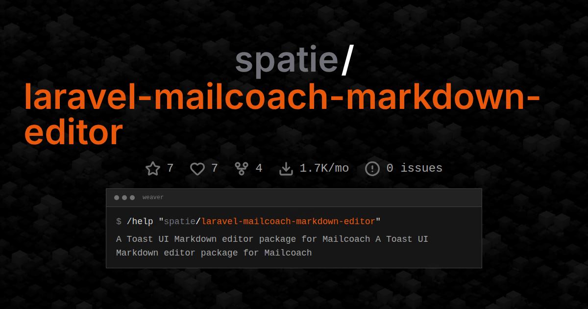 spatie/laravel-mailcoach-markdown-editor