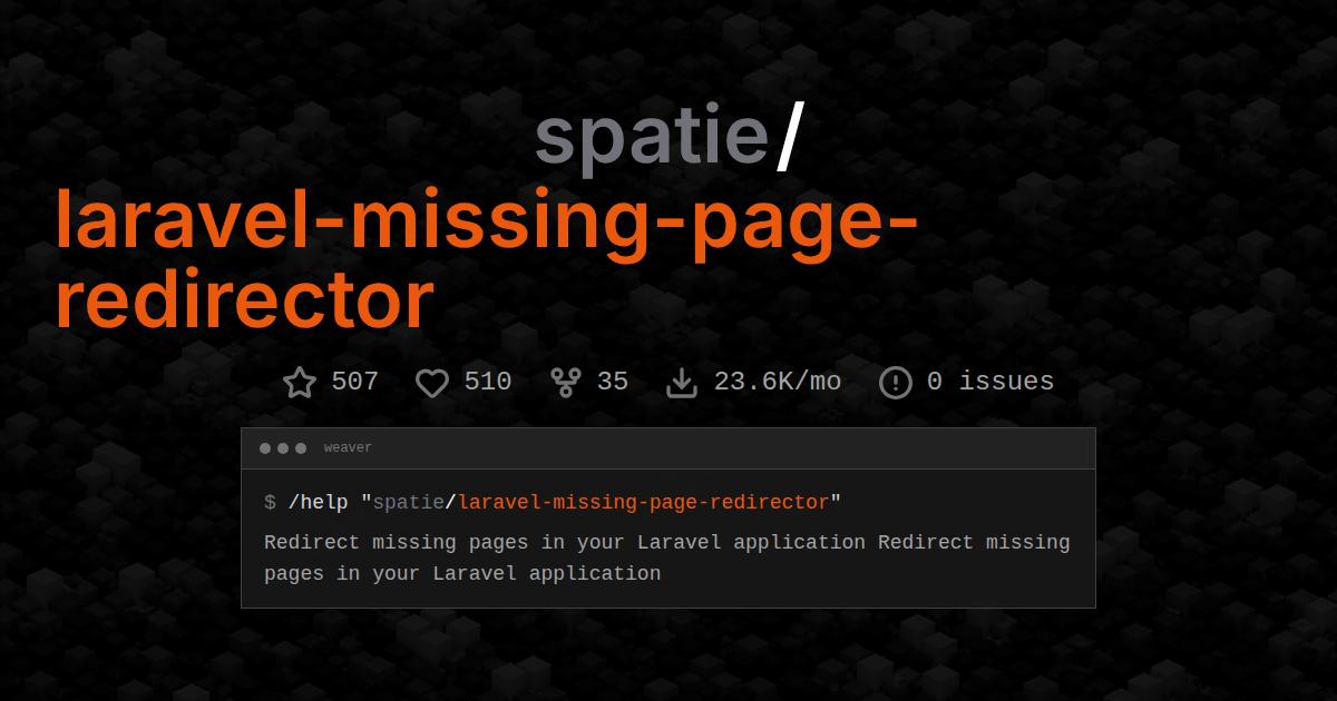 spatie/laravel-missing-page-redirector