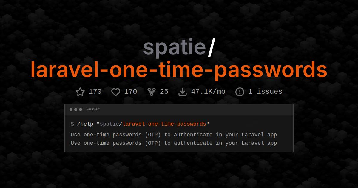 spatie/laravel-one-time-passwords