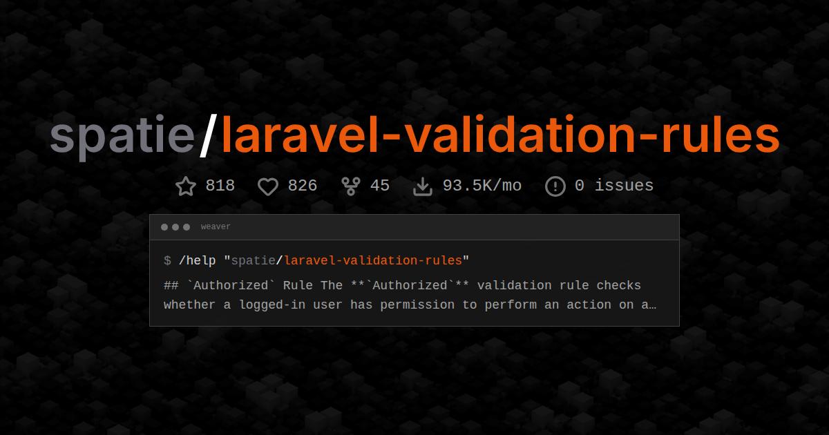 spatie/laravel-validation-rules