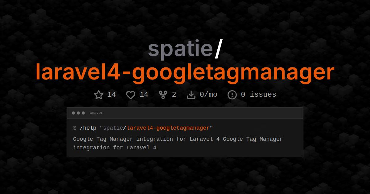 spatie/laravel4-googletagmanager