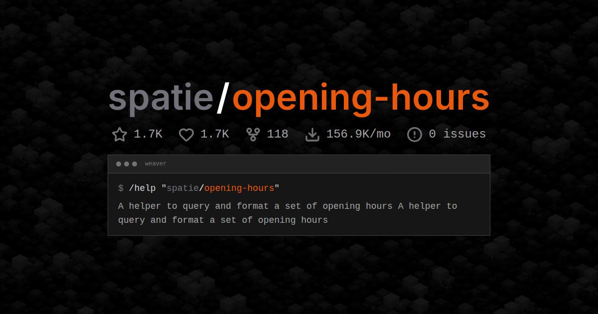 spatie/opening-hours