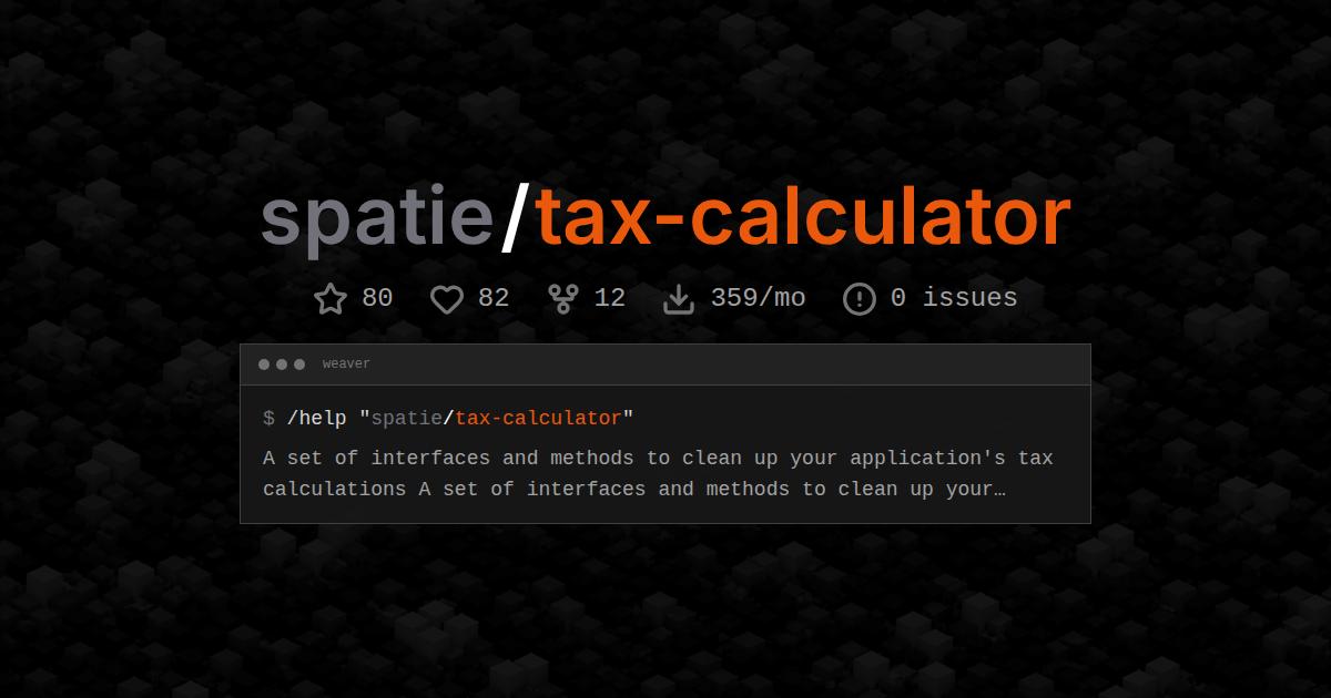 spatie/tax-calculator