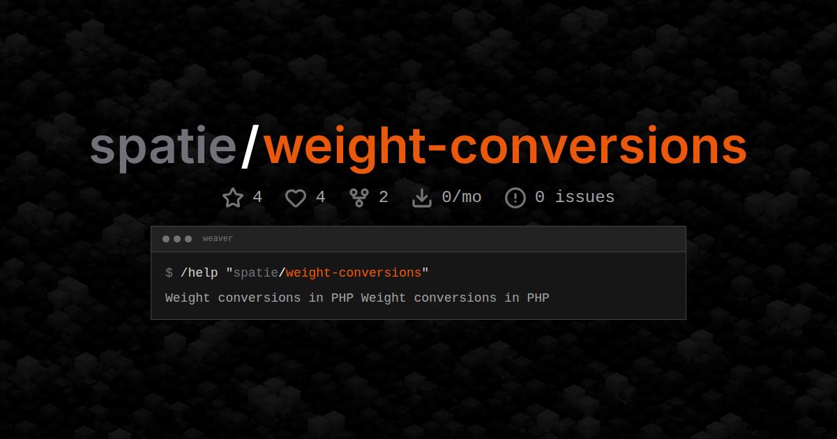 spatie/weight-conversions
