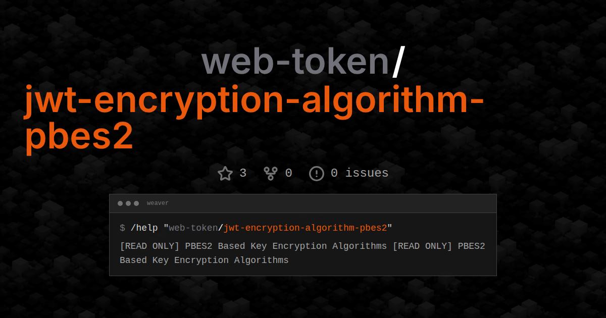 web-token/jwt-encryption-algorithm-pbes2