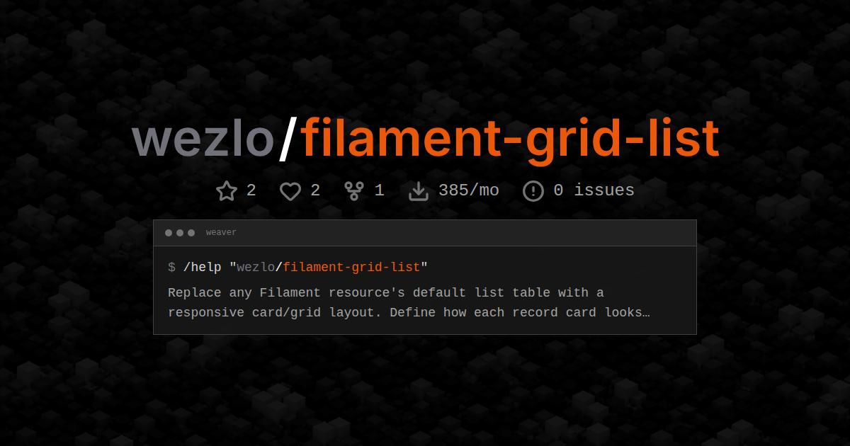wezlo/filament-grid-list